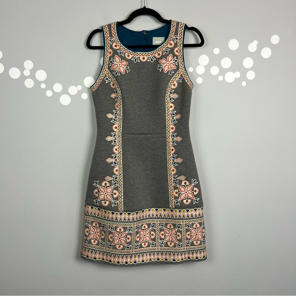 Anthropologie Maeve Neoprene Embroidered Dress Size 8